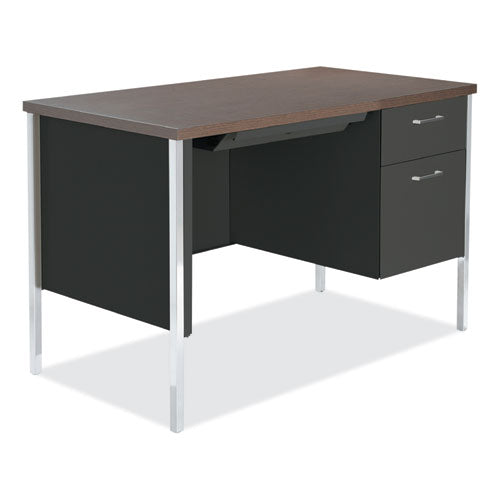 Single Pedestal Steel Desk, 45.25" x 24" x 29.5", Mocha/Black-(ALESD4524BM)