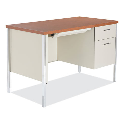 Single Pedestal Steel Desk, 45.25" x 24" x 29.5", Cherry/Putty-(ALESD4524PC)