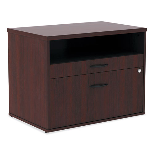 Alera Open Office Desk Series Low File Cabinet Credenza, 2-Drawer: Pencil/File,Legal/Letter,1 Shelf,Mahogany,29.5x19.13x22.88-(ALELS583020MY)