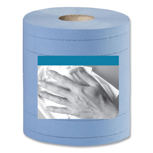 Industrial Paper Wiper, 4-Ply, 11 x 15.75, Unscented, Blue, 375 Wipes/Roll, 2 Rolls/Carton-(TRK13244101)