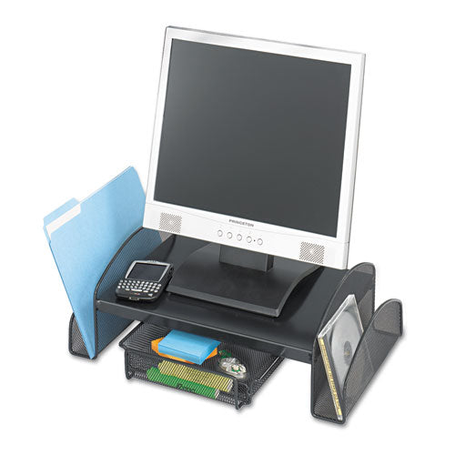 Onyx Mesh Monitor Stand, 19.25" x 11.25" x 6.25", Black-(SAF2159BL)
