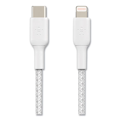 BOOST CHARGE Braided Apple Lightning to USB-C ChargeSync Cable, 3.3 ft, White-(BLKCAA004BT1MWH)