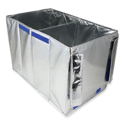 Fresh Staging Tote, Electroplated Aluminum/Semi-Rigid PE Board, 24 x 14 x 15, Silver, 6/Carton-(PKFST001)