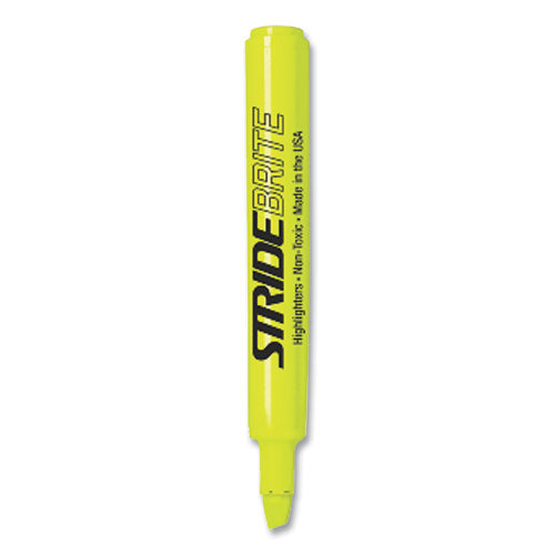 StrideBrite Tank Highlighter, Fluorescent Yellow Ink, Chisel Tip, Yellow Barrel, 12/Box-(STW42005)