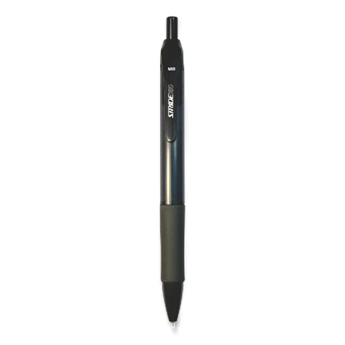 StrideRio Gel Pen, Retractable, Medium 0.7 mm, Black Ink, Translucent Black Barrel, 12/Box-(STW52001)