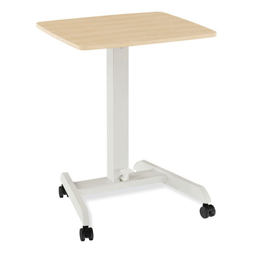 Essentials Sit-Stand Single-Column Mobile Workstation, 23.6" x 20.5" x 29.6" to 44.2", Natural Wood/Light Gray-(UOS60413CC)