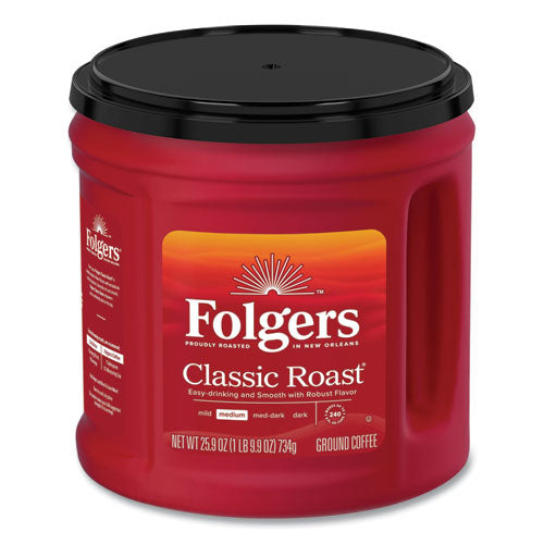 Coffee, Classic Roast, Ground, 25.9 oz Canister, 6/Carton-(FOL20421CT)