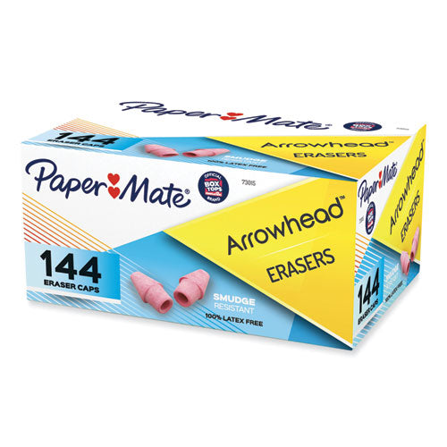 Arrowhead Eraser Caps, For Pencil Marks, Pink, 144/Box-(PAP73015)