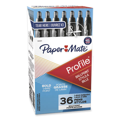 Profile Ballpoint Pen Value Pack, Retractable, Bold 1.4 mm, Black Ink, Smoke Barrel, 36/Box-(PAP1921067)