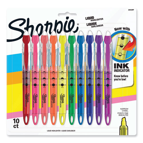 Liquid Pen Style Highlighters, Assorted Ink Colors, Chisel Tip, Assorted Barrel Colors, 10/Set-(SAN24415PP)