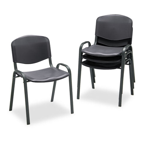 Stacking Chair, Supports Up to 250 lb, 18" Seat Height, Black Seat, Black Back, Black Base, 4/Carton-(SAF4185BL)