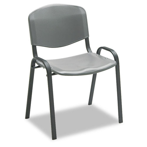 Stacking Chair, Supports Up to 250 lb, 18" Seat Height, Charcoal Seat, Charcoal Back, Black Base, 4/Carton-(SAF4185CH)