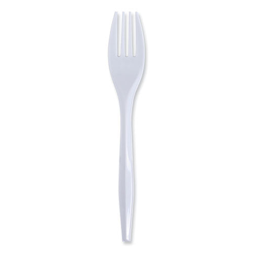 Mediumweight Wrapped Polypropylene Cutlery, Fork, White, 1000/Carton-(BWKFORKIW)