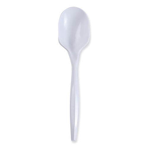 Mediumweight Wrapped Polypropylene Cutlery, Soup Spoon, White, 1,000/Carton-(BWKSSMWPPWIW)