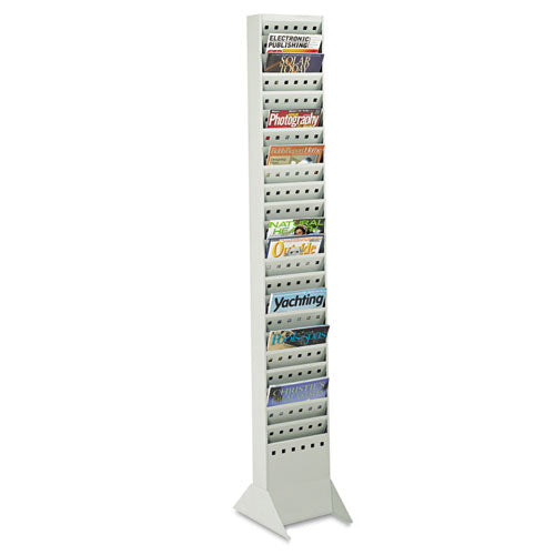 Steel Magazine Rack, 23 Compartments, 10w x 4d x 65.5h, Gray-(SAF4322GR)