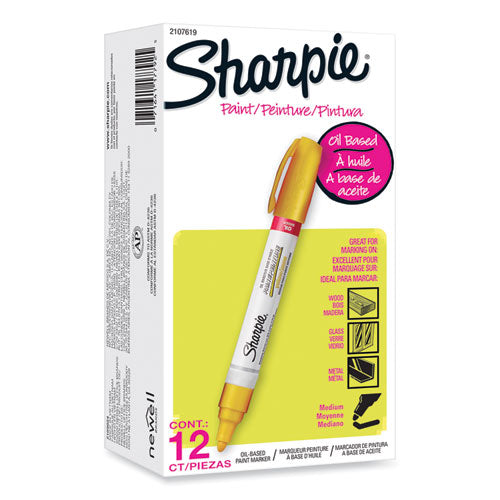 Permanent Paint Marker, Medium Bullet Tip, Yellow, Dozen-(SAN2107619)