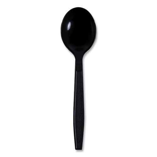 Heavyweight Wrapped Polypropylene Cutlery, Soup Spoon, Black, 1,000/Carton-(BWKSSHWPPBIW)