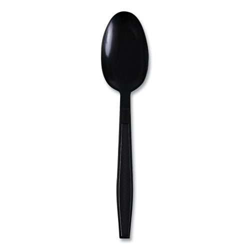 Heavyweight Wrapped Polypropylene Cutlery, Teaspoon, Black, 1,000/Carton-(BWKTSHWPPBIW)