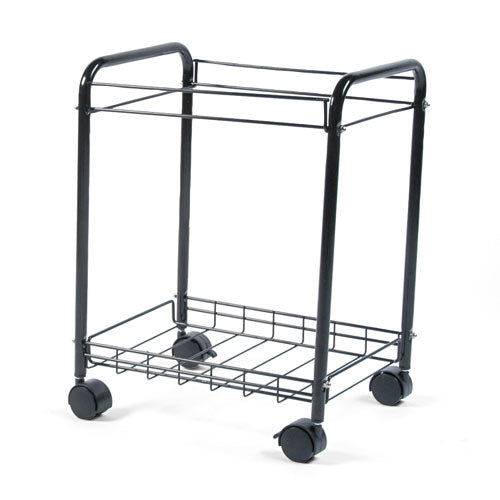 Desk Side File Cart, Metal, 1 Shelf, 1 Bin, 17.5" x 13" x 22", Black-(SAF5224BL)