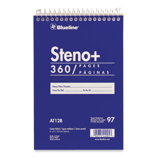 High-Capacity Steno Pad, Medium/College Rule, Blue Cover, 180 White 6 x 9 Sheets-(REDAT12B)