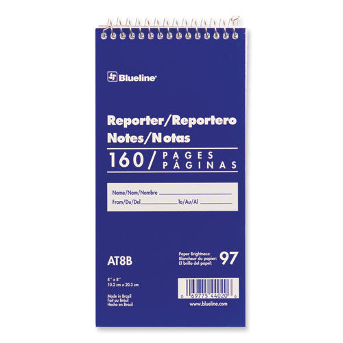 Reporters Note Pad, Medium/College Rule, Blue Cover, 80 White 4 x 8 Sheets-(REDAT8B)