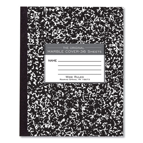 Marble Cover Composition Book, Wide/Legal Rule, Black Marble Cover, (36) 8.5 x 7 Sheets-(ROA77332)