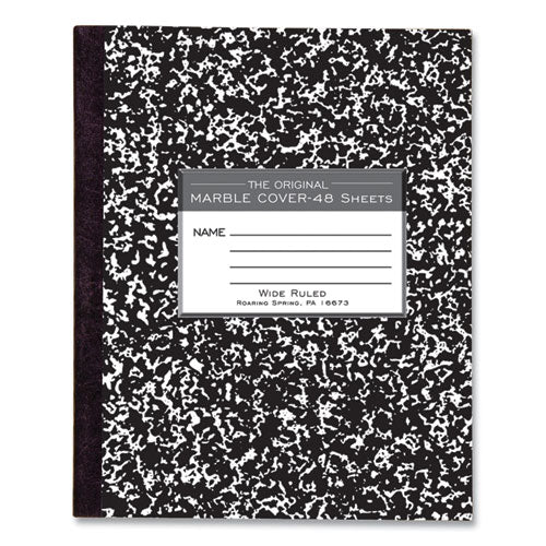 Marble Cover Composition Book, Wide/Legal Rule, Black Marble Cover, (48) 8.5 x 7 Sheets-(ROA77333)