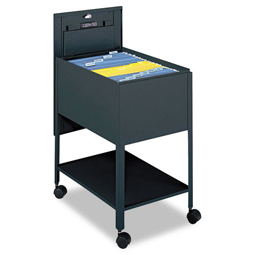 Extra-Deep Locking Mobile Tub File, Legal Size, Metal, 1 Shelf, 1 Bin, 16.5" x 24.75" x 28.25", Black-(SAF5363BL)