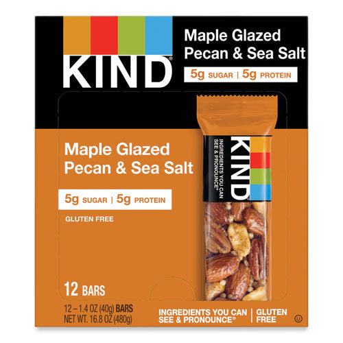 Nuts and Spices Bar, Maple Glazed Pecan and Sea Salt, 1.4 oz Bar, 12/Box-(KND17930)