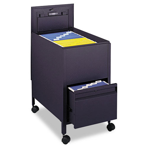 Locking Mobile Tub File with Drawer, Letter Size, Metal, 1 Drawer, 1 Bin, 17" x 26" x 28", Black-(SAF5364BL)