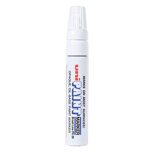 Permanent Marker, Broad Chisel Tip, White-(UBC63743)