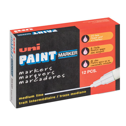 Permanent Marker, Medium Bullet Tip, White-(UBC63613)