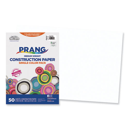 SunWorks Construction Paper, 50 lb Text Weight, 12 x 18, Bright White, 50/Pack-(PAC8707)