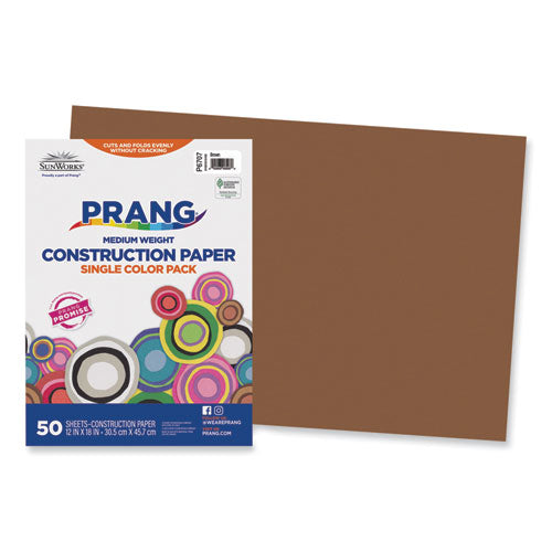 SunWorks Construction Paper, 50 lb Text Weight, 12 x 18, Brown, 50/Pack-(PAC6707)