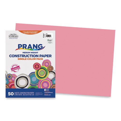 SunWorks Construction Paper, 50 lb Text Weight, 12 x 18, Pink, 50/Pack-(PAC7007)