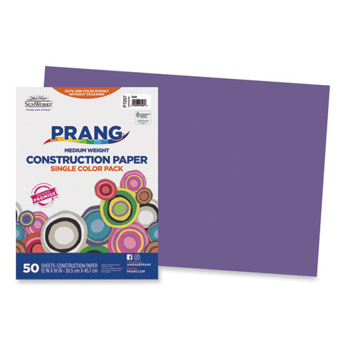 SunWorks Construction Paper, 50 lb Text Weight, 12 x 18, Violet, 50/Pack-(PAC7207)