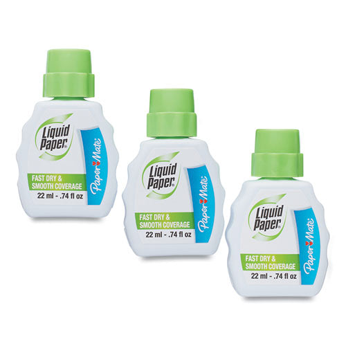 Fast Dry Correction Fluid, 22 ml Bottle, White, 3/Pack-(PAP5643115)