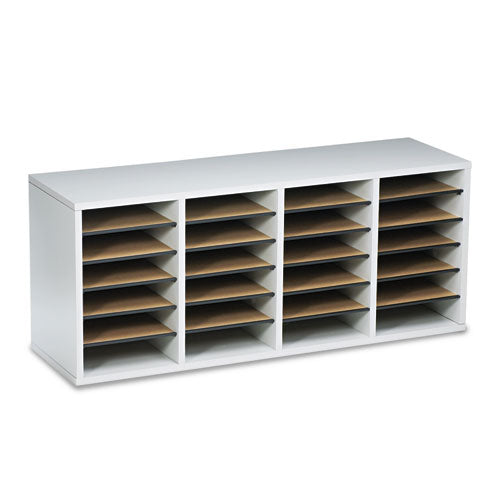 Wood/Laminate Literature Sorter, 24 Compartments, 39.25 x 11.75 x 16.38, Gray-(SAF9423GR)