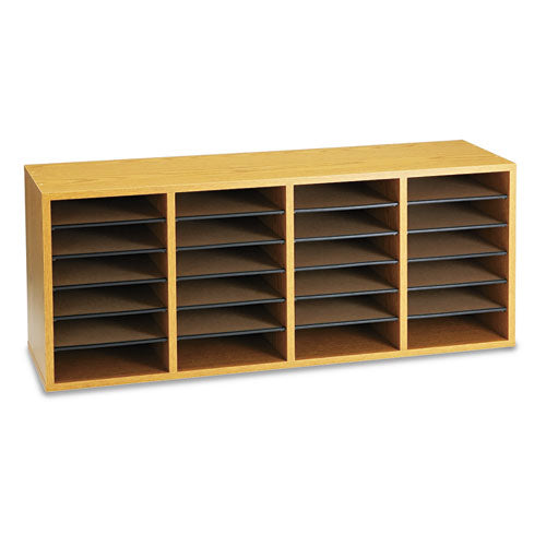 Wood/Laminate Sorter, 24 Compartments, 39.25 x 11.75 x 16.25, Medium Oak-(SAF9423MO)