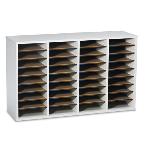 Wood/Laminate Literature Sorter, 36 Compartments, 39.25 x 11.75 x 24, Gray-(SAF9424GR)