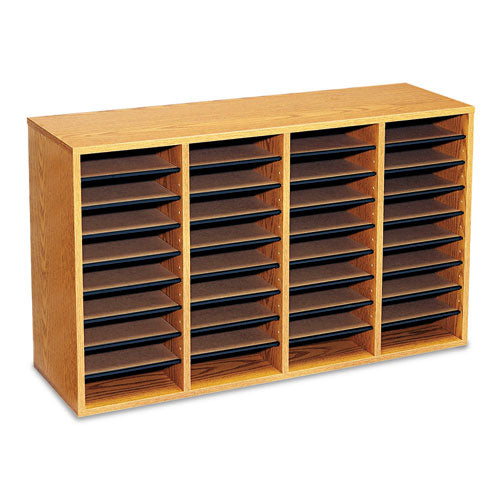 Wood/Laminate Literature Sorter, 36 Compartments, 39.25 x 11.75 x 24, Medium Oak-(SAF9424MO)