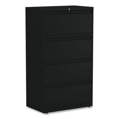 Lateral File, 4 Legal/Letter-Size File Drawers, Black, 30" x 18.63" x 52.5"-(ALEHLF3054BL)