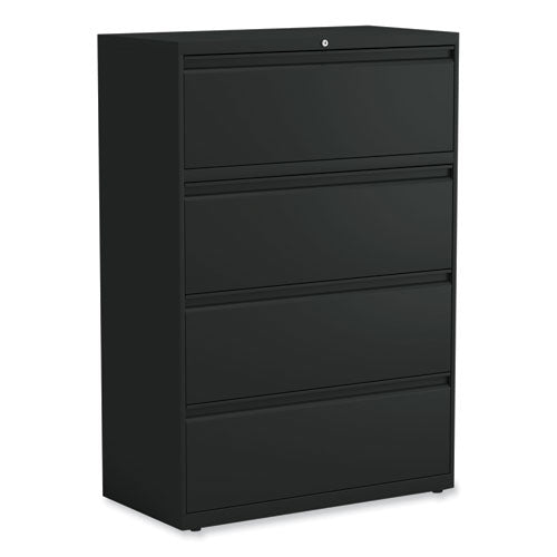 Lateral File, 4 Legal/Letter-Size File Drawers, Black, 36" x 18.63" x 52.5"-(ALEHLF3654BL)