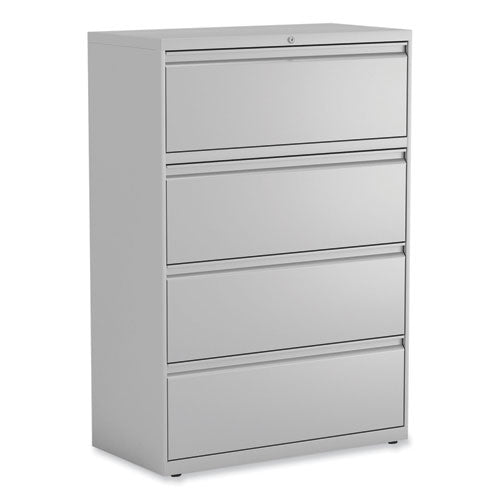 Lateral File, 4 Legal/Letter-Size File Drawers, Light Gray, 36" x 18.63" x 52.5"-(ALEHLF3654LG)