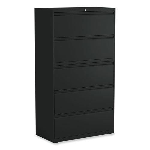 Lateral File, 5 Legal/Letter/A4/A5-Size File Drawers, Black, 36" x 18.63" x 67.63"-(ALEHLF3667BL)