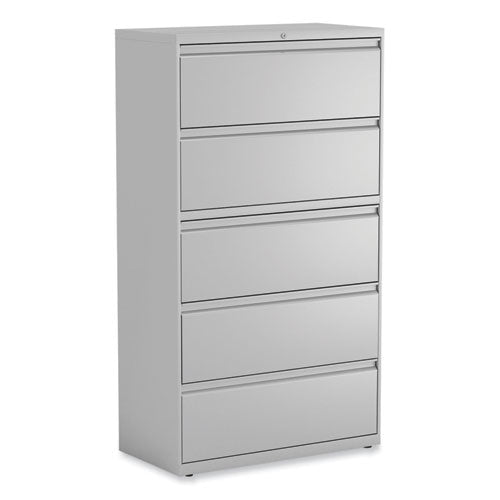 Lateral File, 5 Legal/Letter/A4/A5-Size File Drawers, Light Gray, 36" x 18.63" x 67.63"-(ALEHLF3667LG)