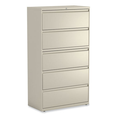 Lateral File, 5 Legal/Letter/A4/A5-Size File Drawers, Putty, 36" x 18.63" x 67.63"-(ALEHLF3667PY)