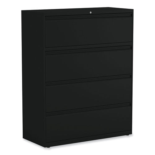 Lateral File, 4 Legal/Letter-Size File Drawers, Black, 42" x 18.63" x 52.5"-(ALEHLF4254BL)