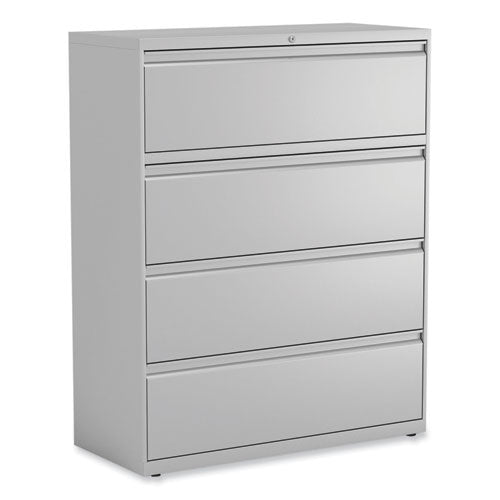 Lateral File, 4 Legal/Letter-Size File Drawers, Light Gray, 42" x 18.63" x 52.5"-(ALEHLF4254LG)