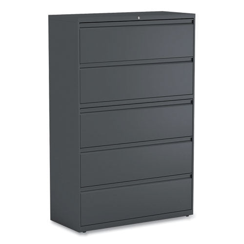 Lateral File, 5 Legal/Letter/A4/A5-Size File Drawers, Charcoal, 42" x 18.63" x 67.63"-(ALEHLF4267CC)